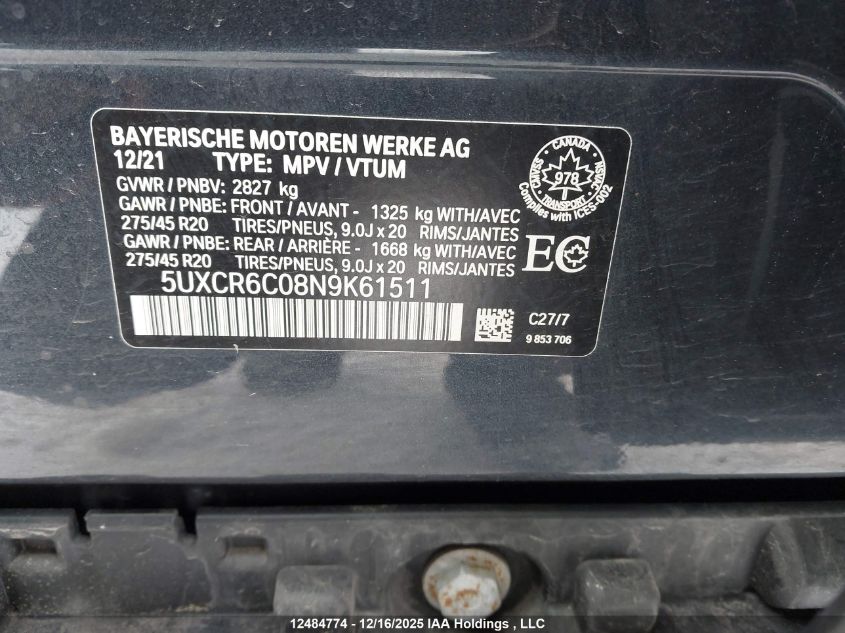 2022 BMW X5 | 5UXCR6C08N9K61511