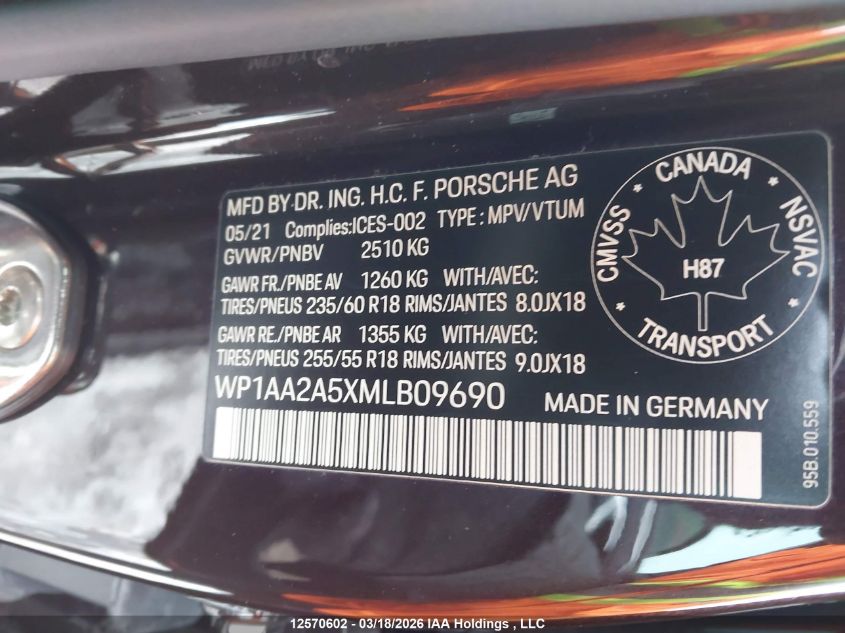 2021 PORSCHE MACAN | WP1AA2A5XMLB09690