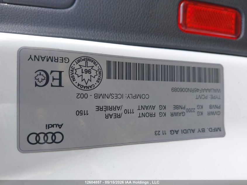 2024 AUDI A4 | WAUAAAF46RN006089