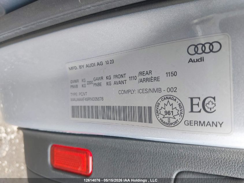 2024 AUDI A4 | WAUAAAF49RN005678